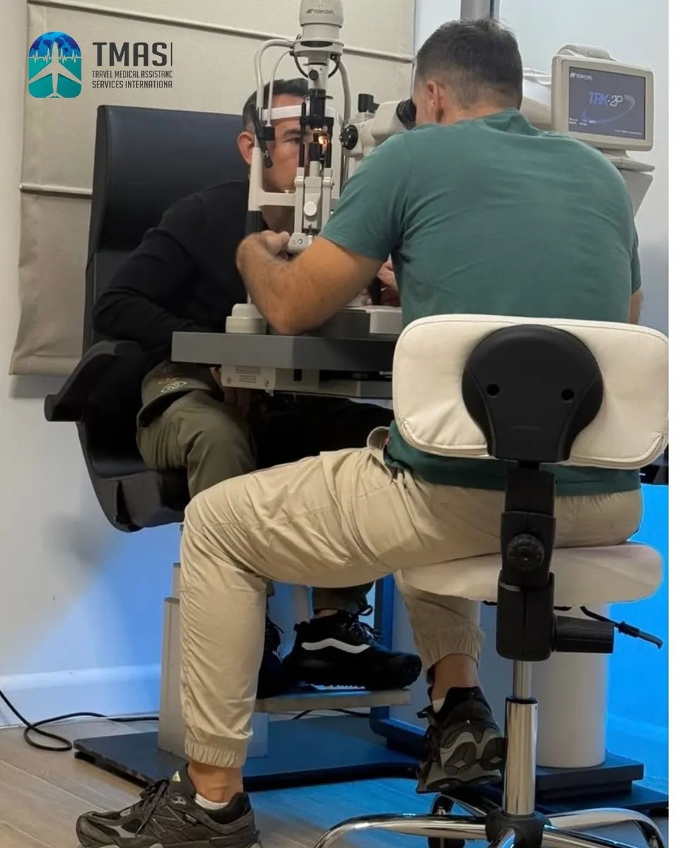 A guest during an eye examination with a specialist